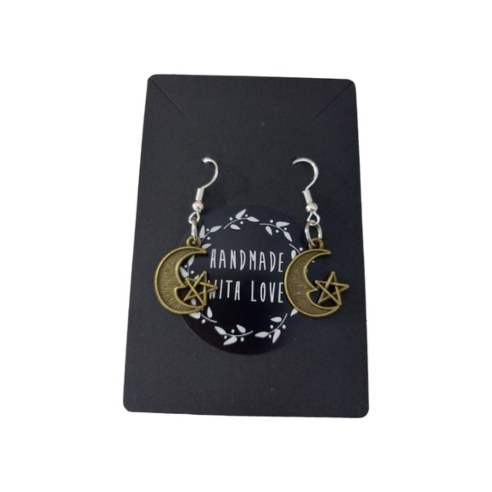 Handcrafted Moon &Star Earrings